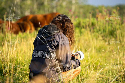 Photographer with Camera in Pasture 65950