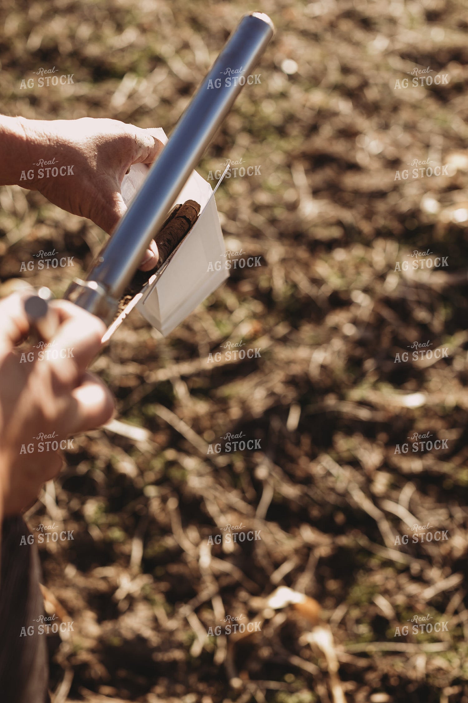 Farmer Putting Soil Core in Soil Sample Bag 3720