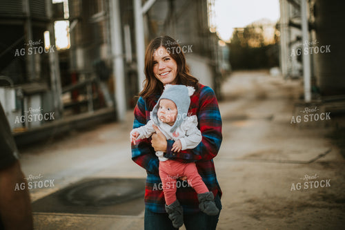 Farm Wife and Baby at Bin Site 5113