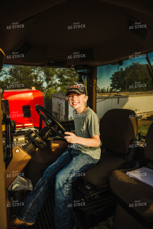 Farm Kid Driving Combine 115371