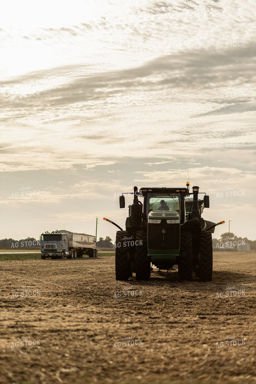 Tractor and Semi in Harvested Soybean Field 93326