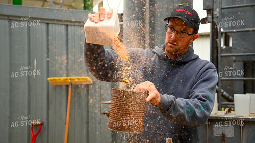 Farmer Testing Corn Moisture On-farm Storage 25624