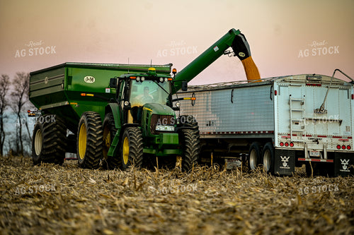 Grain Cart Unloading Corn into Semi 90046