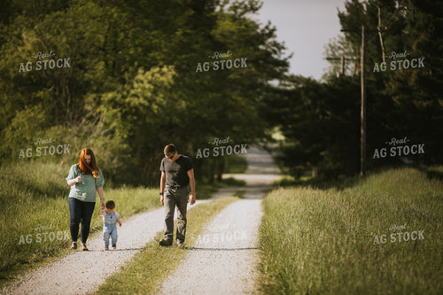 Farm Family Walking Down Gravel Road 4173