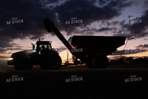 Tractor and Grain Cart at Night 281120