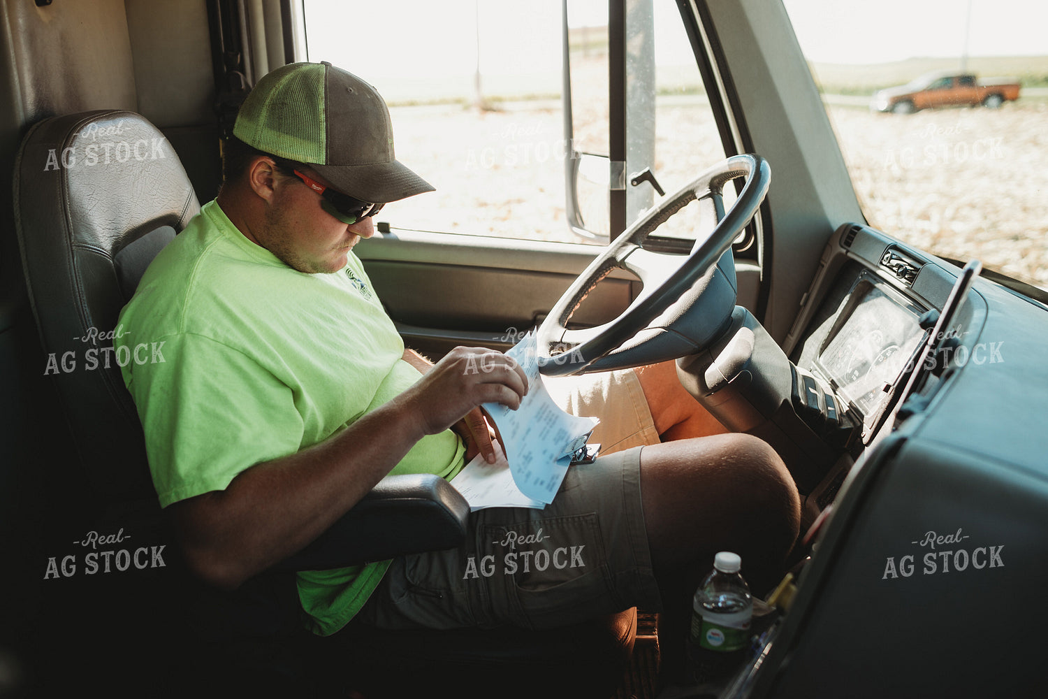 Farm Dog in Truck Cab with Farmer 4708