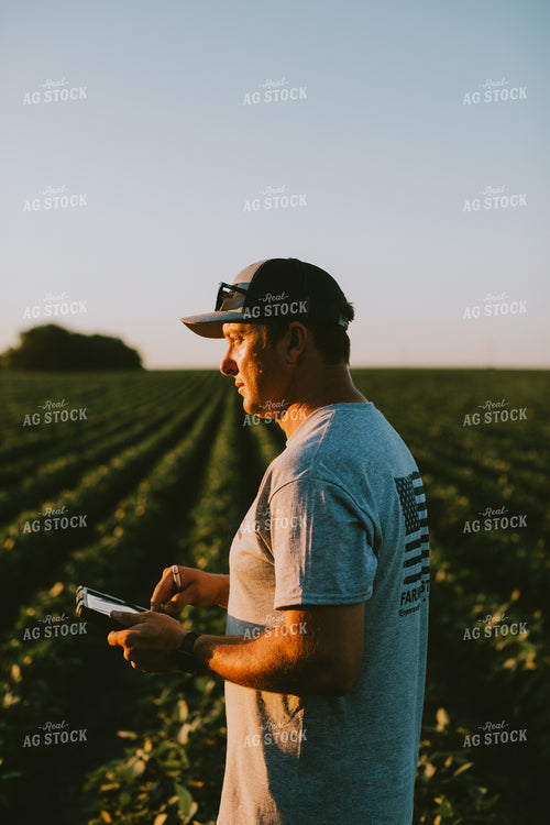 Farmer in Soybean Field with Tablet 6143