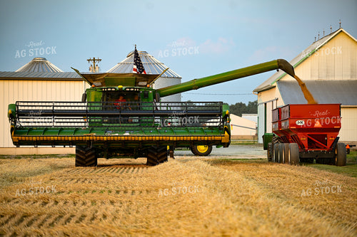 Combine Unloading Wheat into Wagon 90037