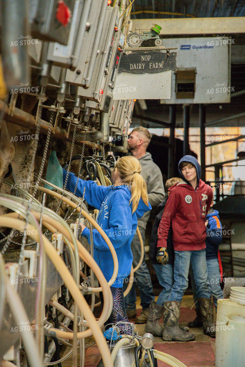 Dairy Farm Family in Milking Parlor 142028