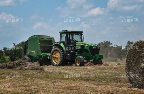 Front-End Loader Tractor Baling Hay 112017