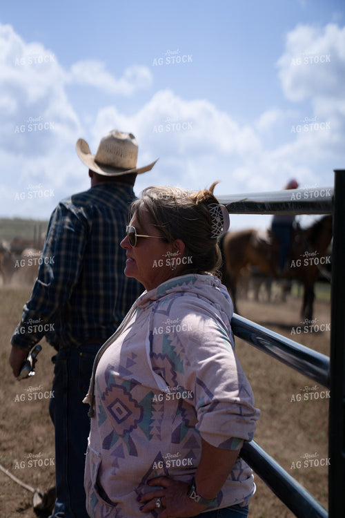 Western Ranch Scene with Woman and Cowboy in the Outdoors 65352