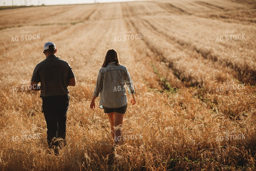 Farmers Walking Soybean Field with Rye Cover Crop 5809
