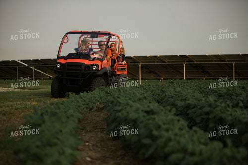Farm Family in UTV Checking Soybean Field 4575