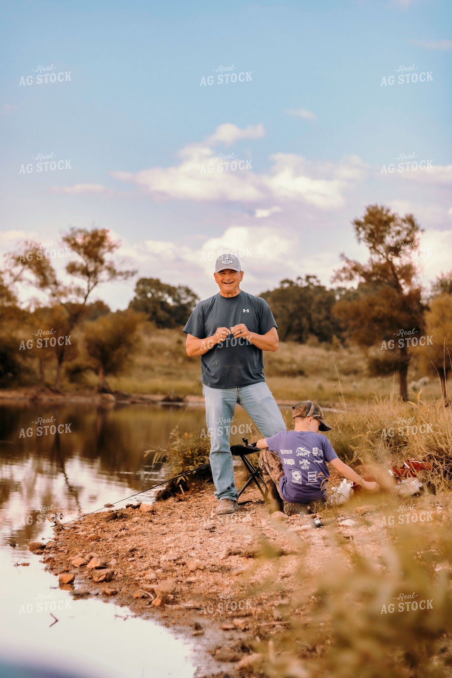 Farmer and Farm Kid Fishing 108042