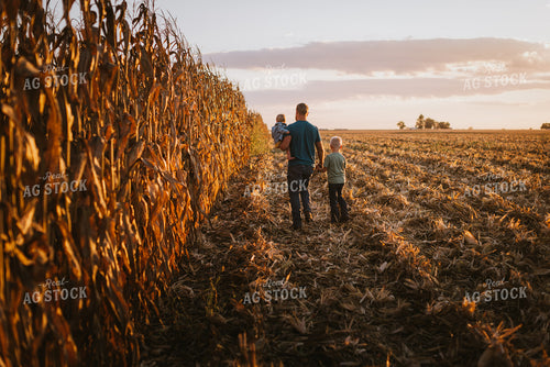 Farm Family Walking in Field 9384