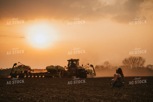 Planter in Field at Sunset as Farm Mom Takes Photo 5712