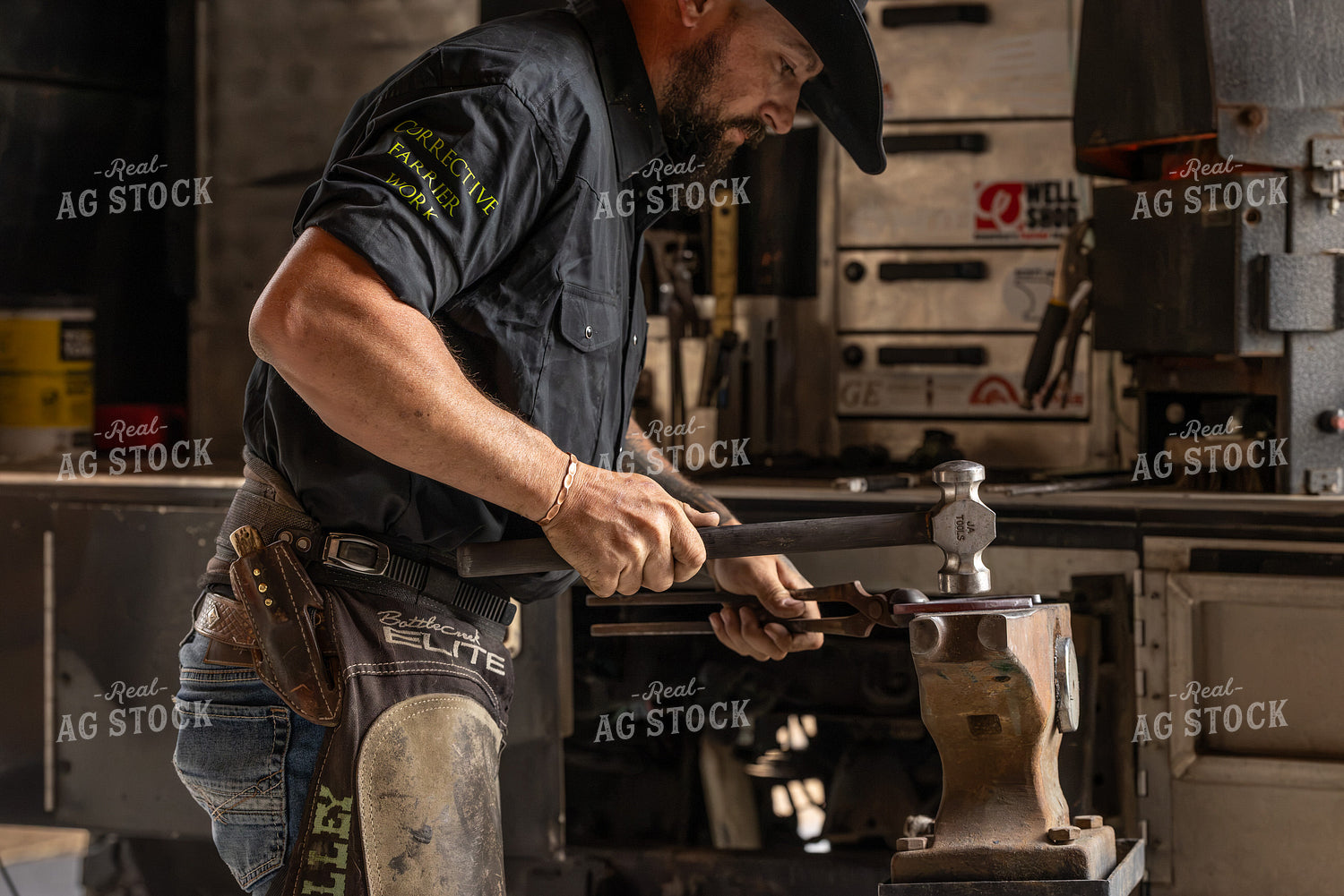 Farrier Shaping Hot Horseshoe 188175