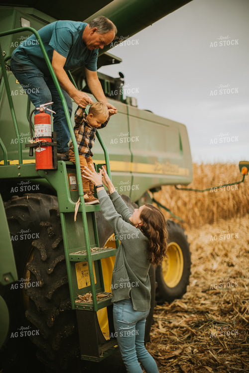 Farm Family Exiting Combine 6652