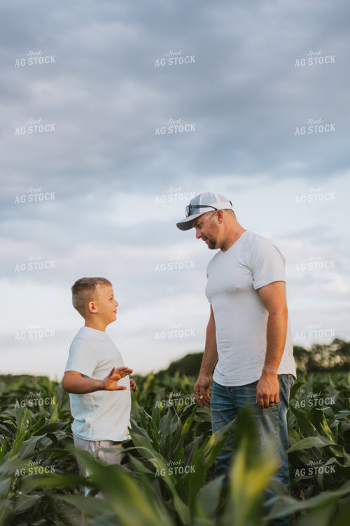 Farmer and Son Checking Corn 8802
