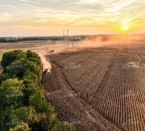 Aerial of Corn Harvest 128105