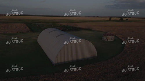 Aerial of Hoop Building at Dusk 239228
