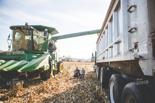 Farm Family Getting into Combine 169019