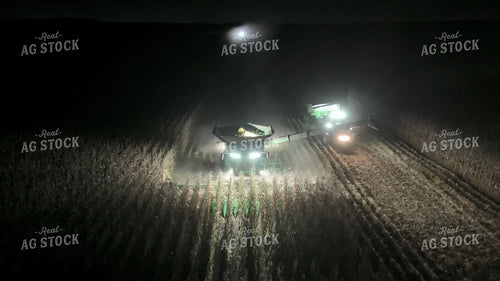 Aerial of Corn Harvest at Night 149089