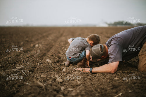 Farmer and Farm Kid Checking Seed Depth 5659