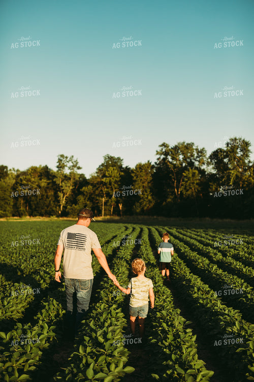 Farm Family Walking in Soybeans 6074