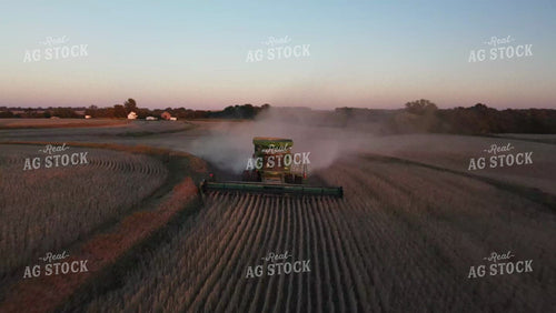 Aerial Drone of Soybean Harvest at Sunset in Field with Terraces 7375