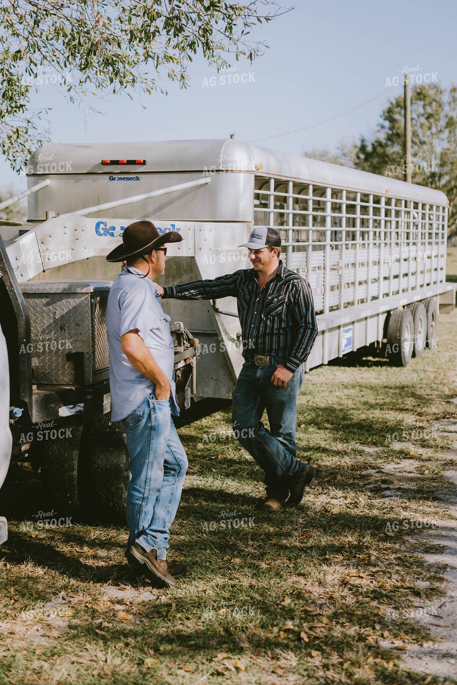 Ranchers Talking By Trailer 7318