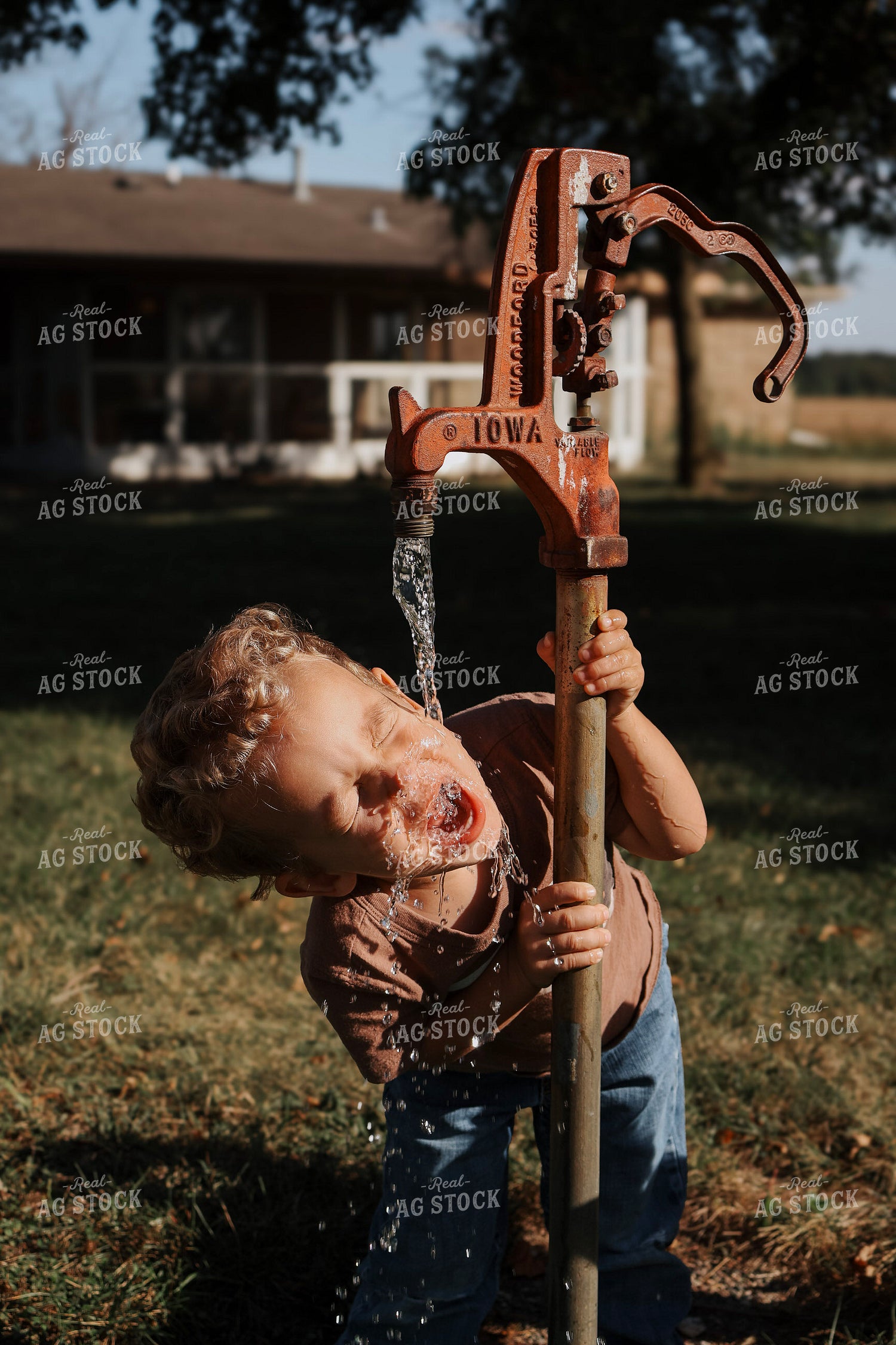 Farm Kid Drinking from Hydrant 289010