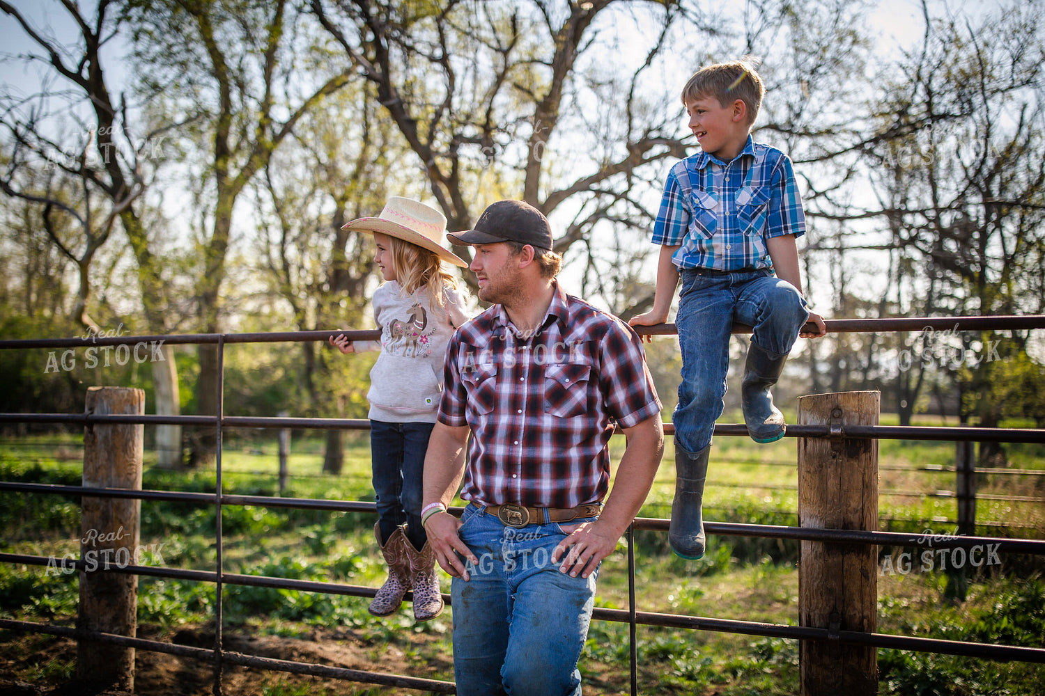Rancher and Children on Farm 285039