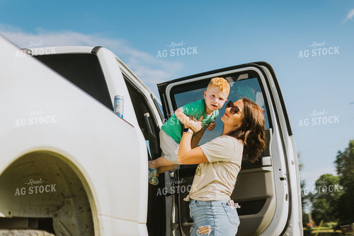 Farm Family Getting Out of Truck 8728