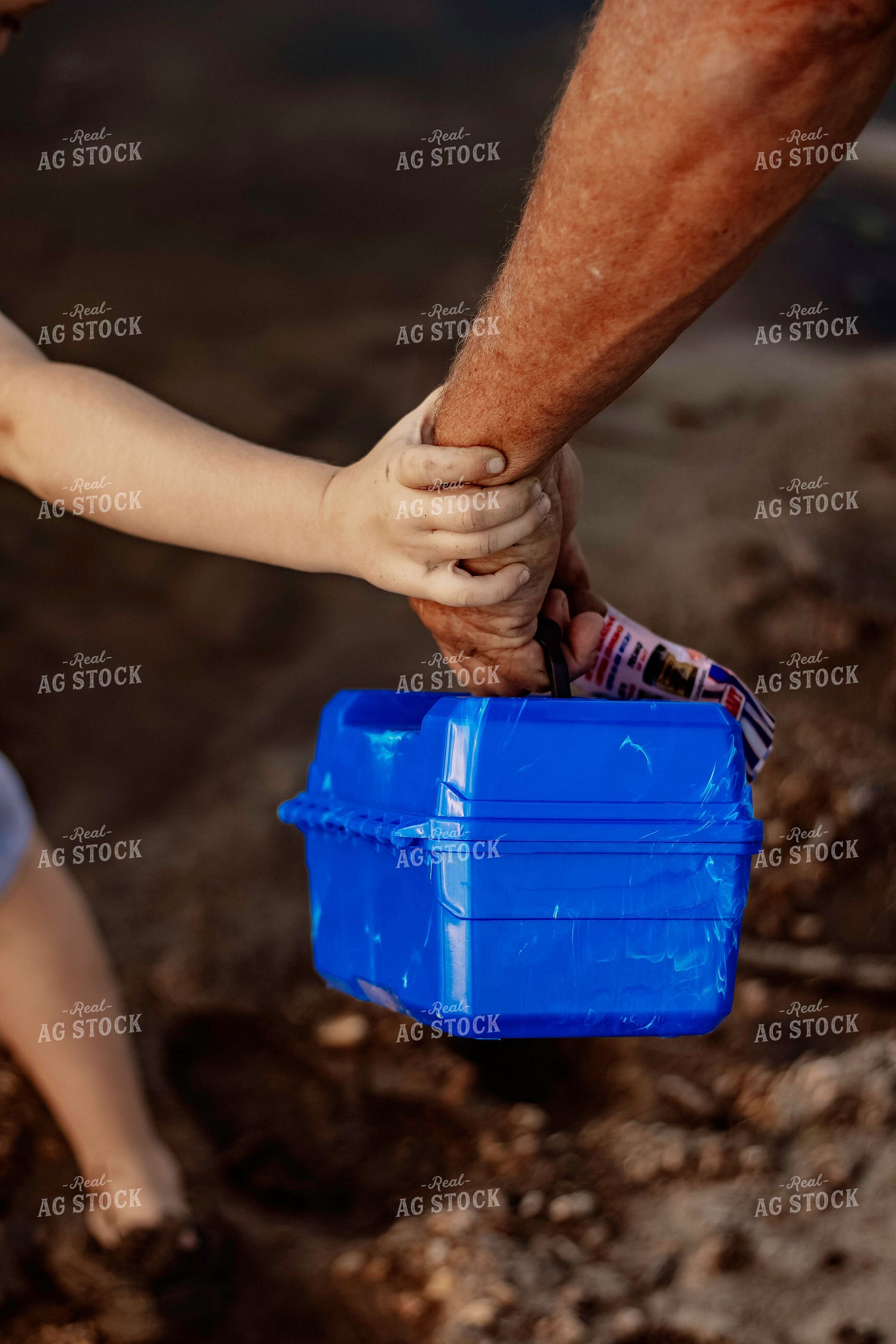 Farmer and Farm Kid Carrying Tackle Box 108046