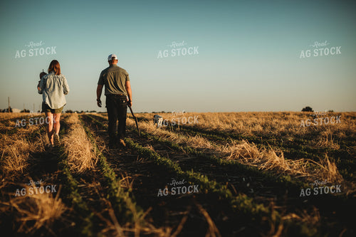 Farm Family in Soybean and Rye Cover Crop Field 5895