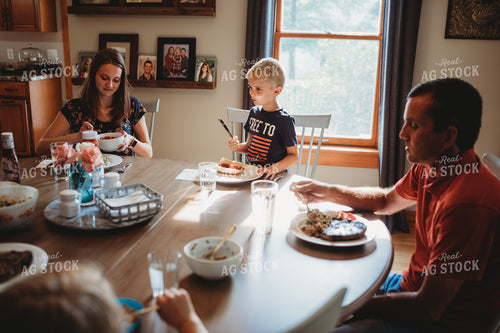 Farm Family Talking and Eating around Table 4432