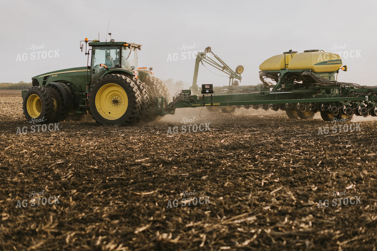 Farm Kid Waving from Buddy Seat of Tractor 8194