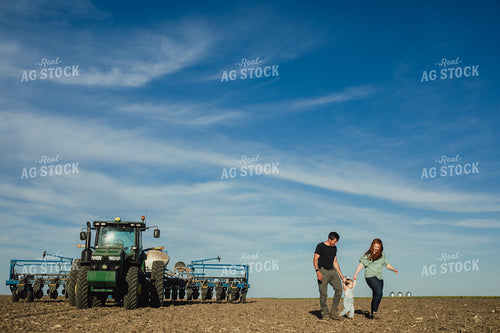 Farm Family in Field with Planter 4234