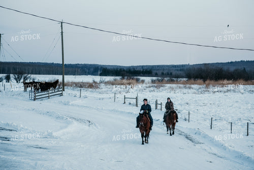 Ranchers on Horseback in Winter 64006