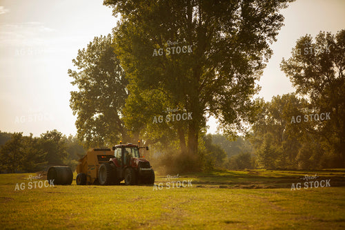 Tractor Baling Hay 5496