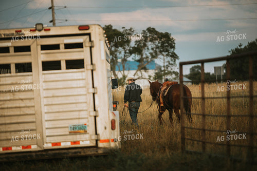 Rancher Near Livestock Trailer 6487