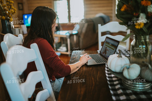 Farm Mom Working on Computer 5035