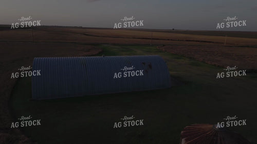 Aerial of Hoop Building at Dusk 239227