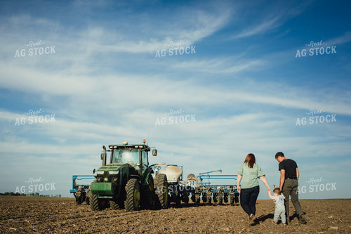 Farm Family in Field with Planter 4233