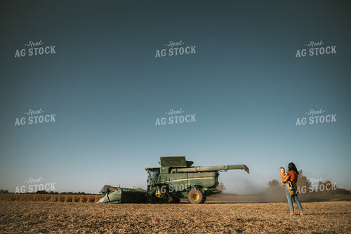 Farm Mom and Kid in Soybean Field 7225