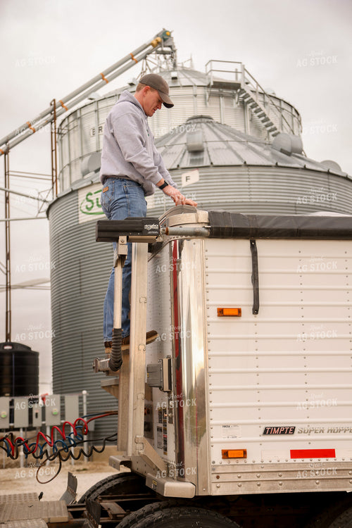 Farmer Loading Semi Trailer at On Farm Storage Location 161123