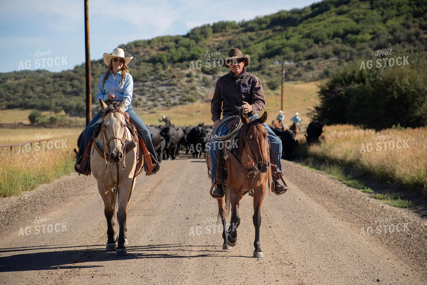 Cowboy and Cowgirl on Horseback 117400