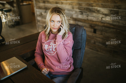 Woman Working at Computer Talking on Phone 5310