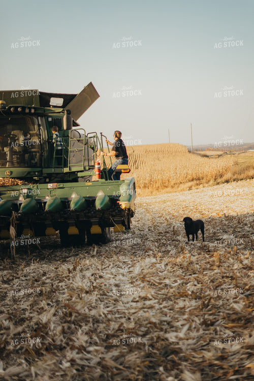 Farmer and Son Getting into Combine 9482